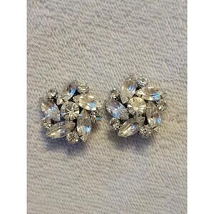 Vintage Rhinestone Clip On Earrings